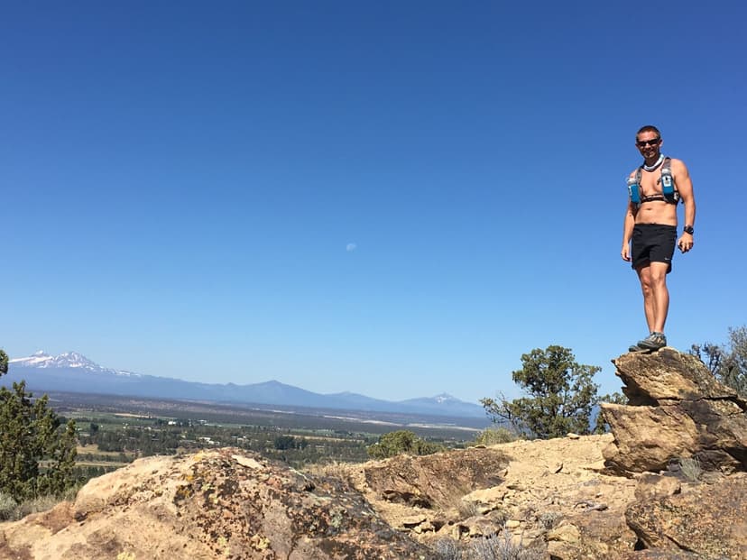 Dr. Dan Foss running at golden hour